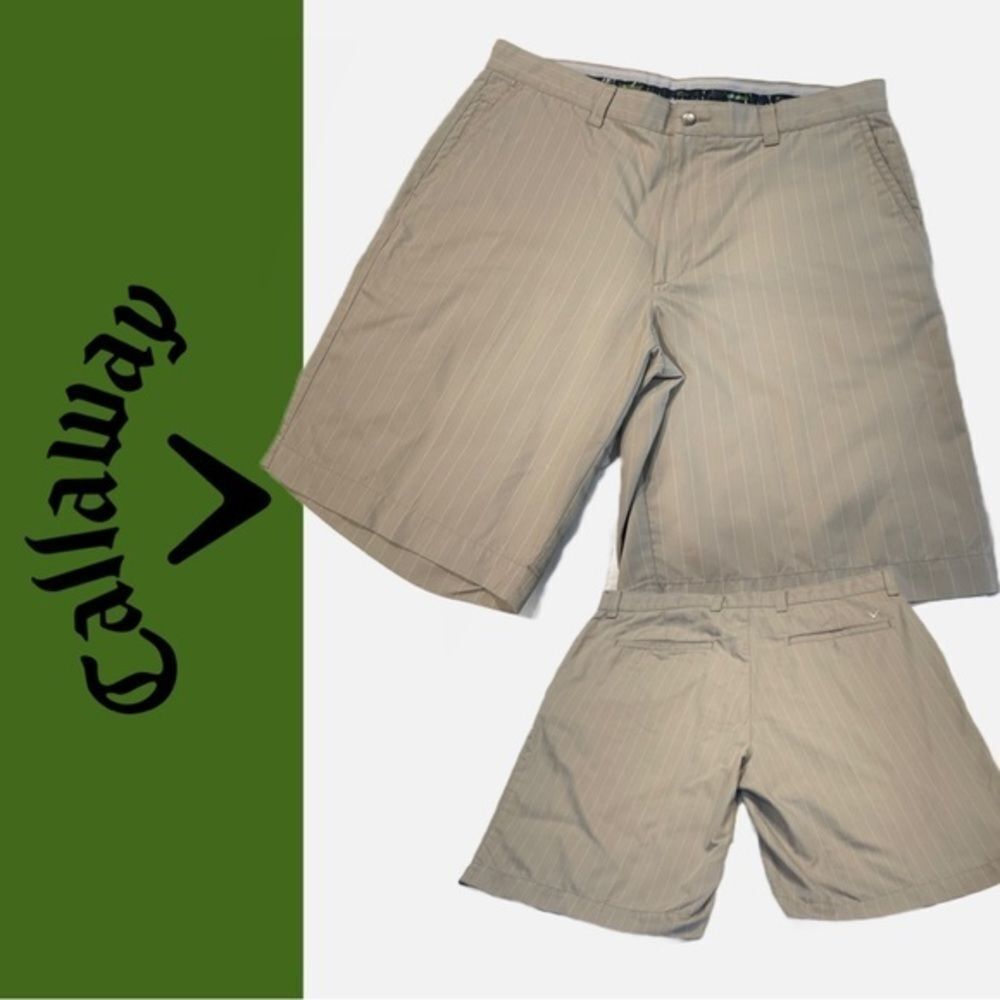 Callaway X Series Tan and White Stripe Shorts -‎ Size 38